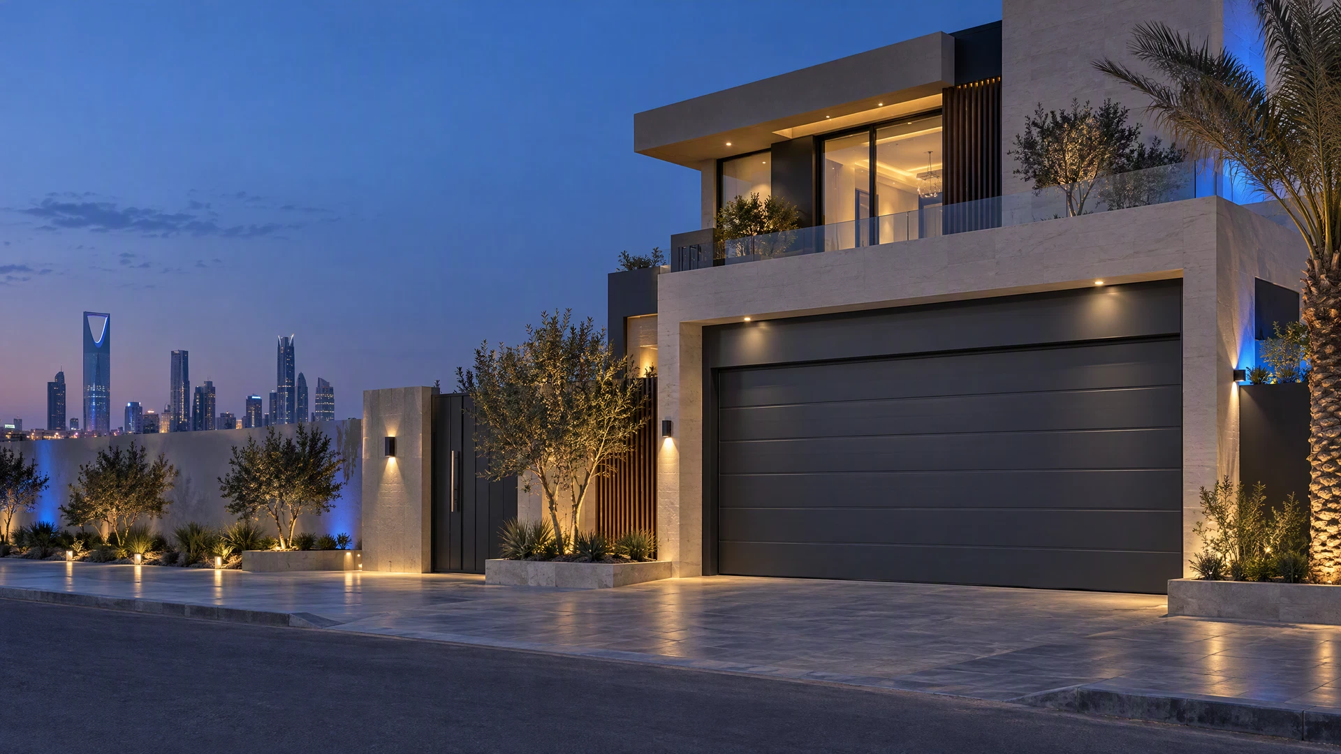 باب كراج أوتوماتيكي حديث في منزل بالرياض